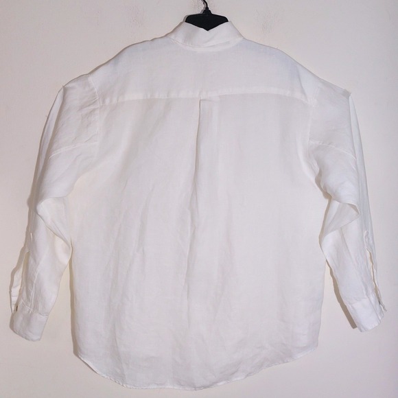 BRYN WALKER Ivory 100% Linen Button Up Shirt Women's Relaxed Fit Made in USA EUC - Picture 4 of 10